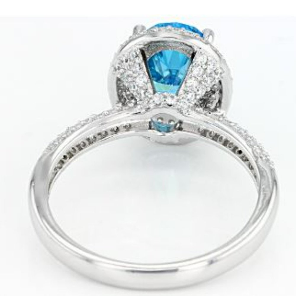 Esotica 4.19 CTW Neon Apatite Rhodium over sterling silver ring size 10 - Picture 4 of 5